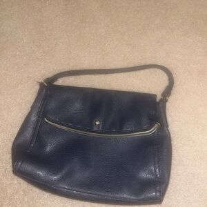 Chic Navy Leather Shoulder Bag